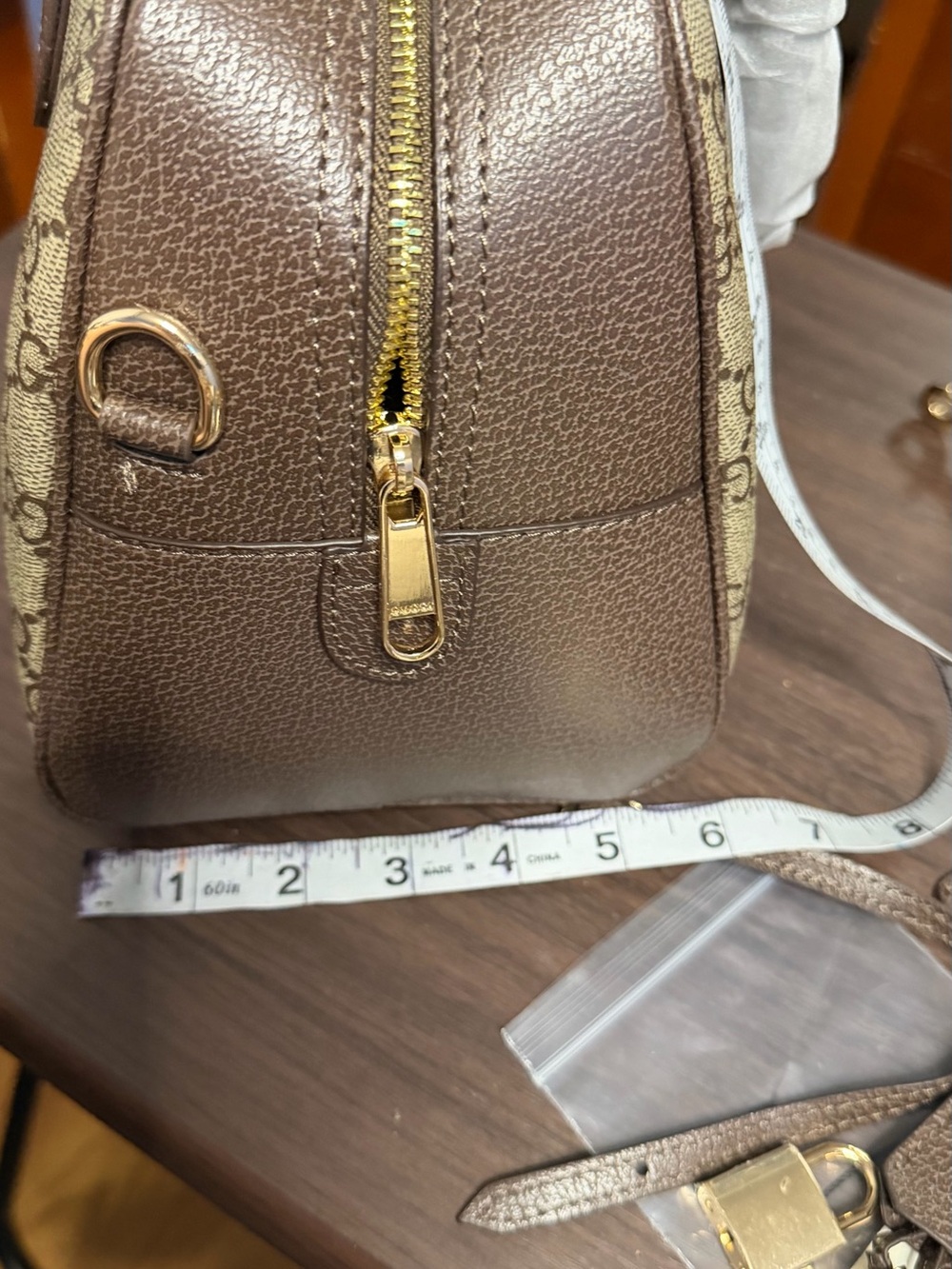 Fashion bag. 1:1 Gucci Brown GG Supreme Canvas Web Stripe Satchel. - Picture 2 of 15